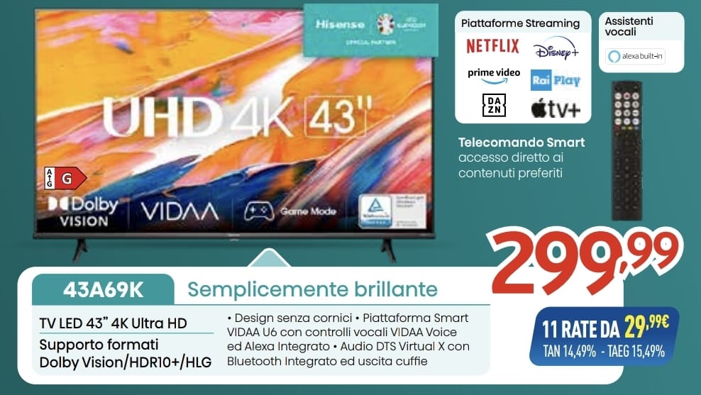 TV HISENSE 43A69K UHD 4K 43''